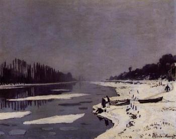 Claude Oscar Monet : Ice Floes on the Seine at Bougival